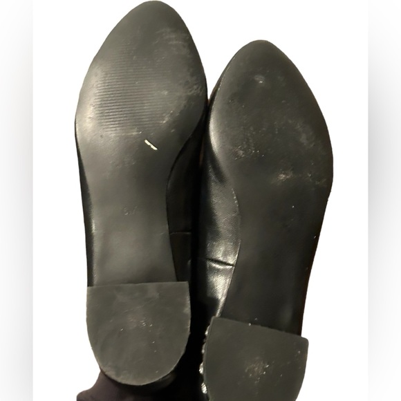 MODERN VICE Women's Black Genuine Leather Point Toe Flat Shoe Studded Heel-Sz 6 - Picture 11 of 15